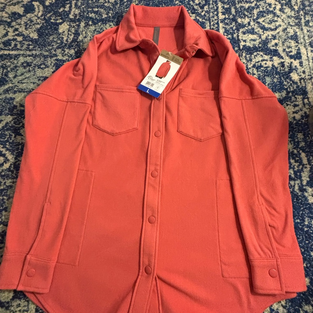 Mondetta Pink Utility Jacket with Soft Fabric and Long Sleeves